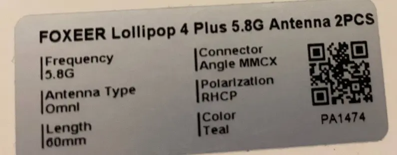 FOXEER Lollipop 4 Plus 5.8G RHCP Angle MMCX 60 mm (2 шт.), фото 3
