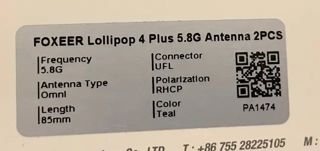 FOXEER Lollipop 4 Plus 5.8G RHCP UFL 85 mm (2 шт.), фото 3